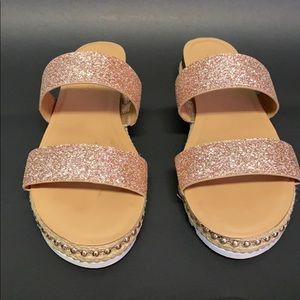 Rose gold glitter slides